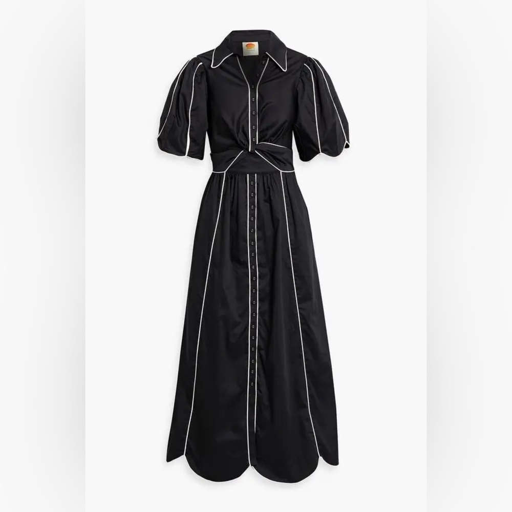 Farm Rio Black And White Short Sleeve Midi Dress twisted